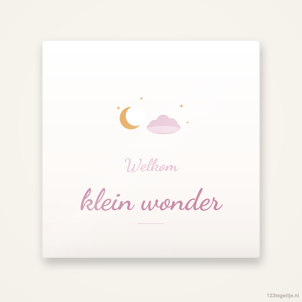 geboorte · Welkom klein wonder, keramisch tegeltje 15 bij 15 cm