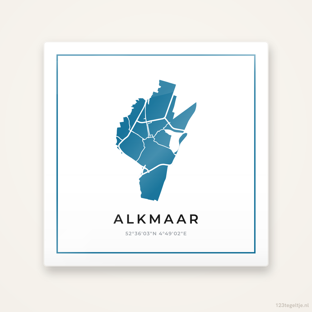 Tegeltje Alkmaar silhouet met kader