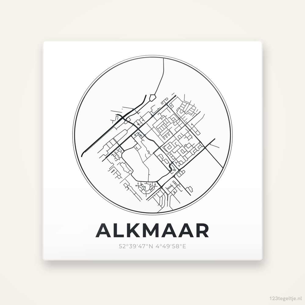 Tegeltje Alkmaar stadskaart rond