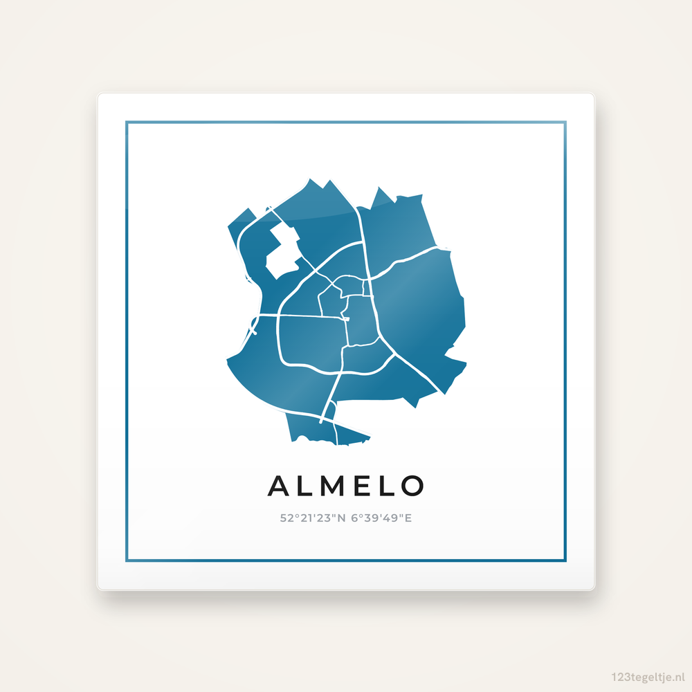 Tegeltje Almelo silhouet met kader