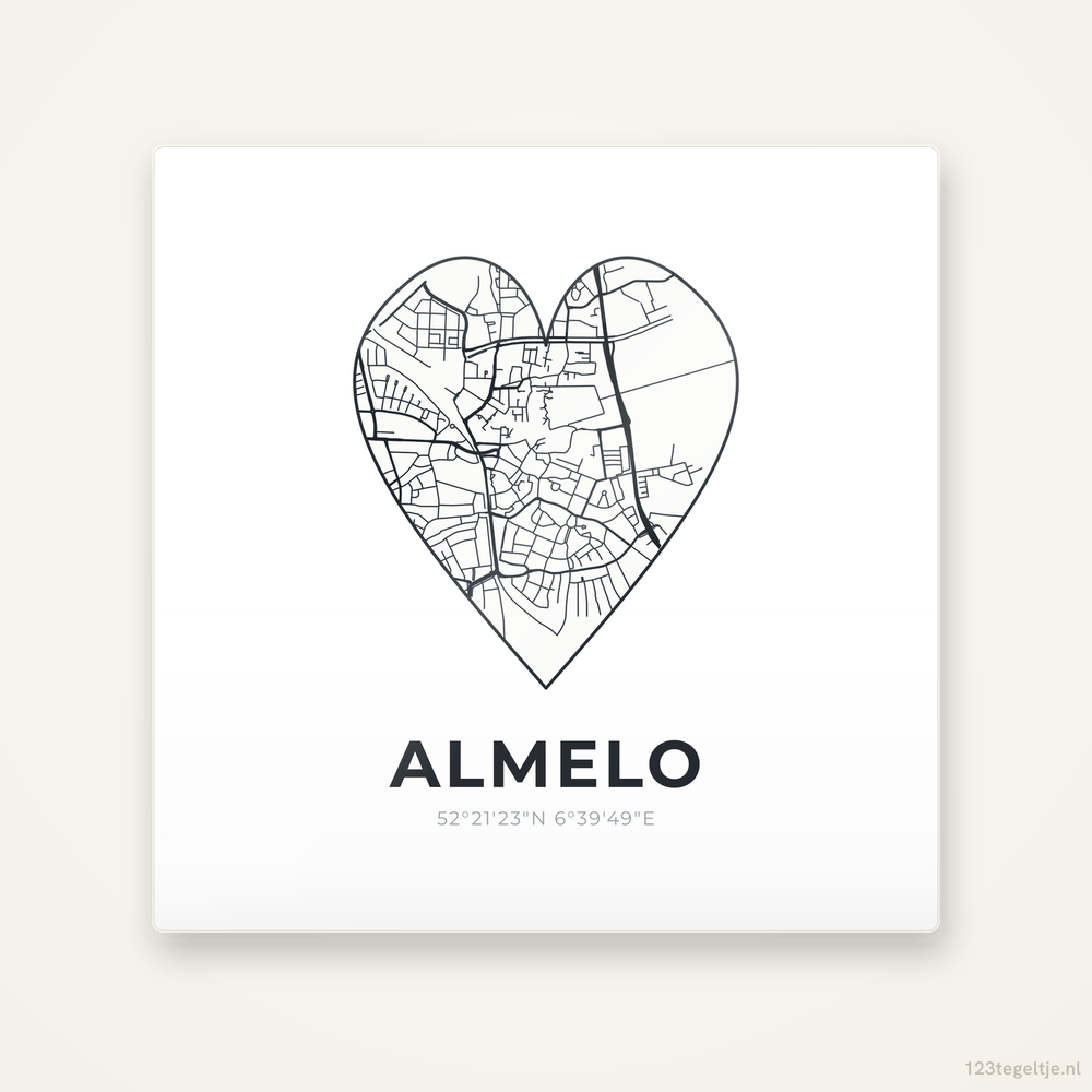 Tegeltje Almelo stadskaart hart