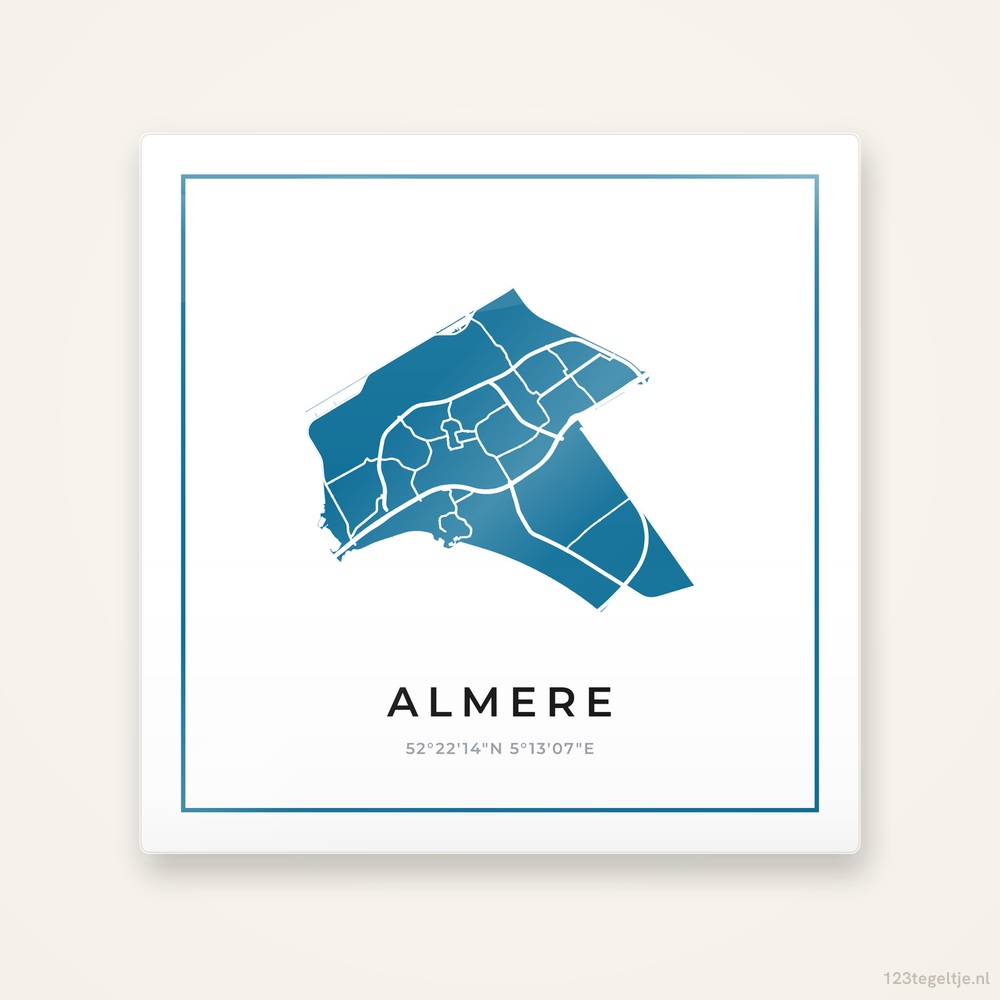 Tegeltje Almere silhouet met kader