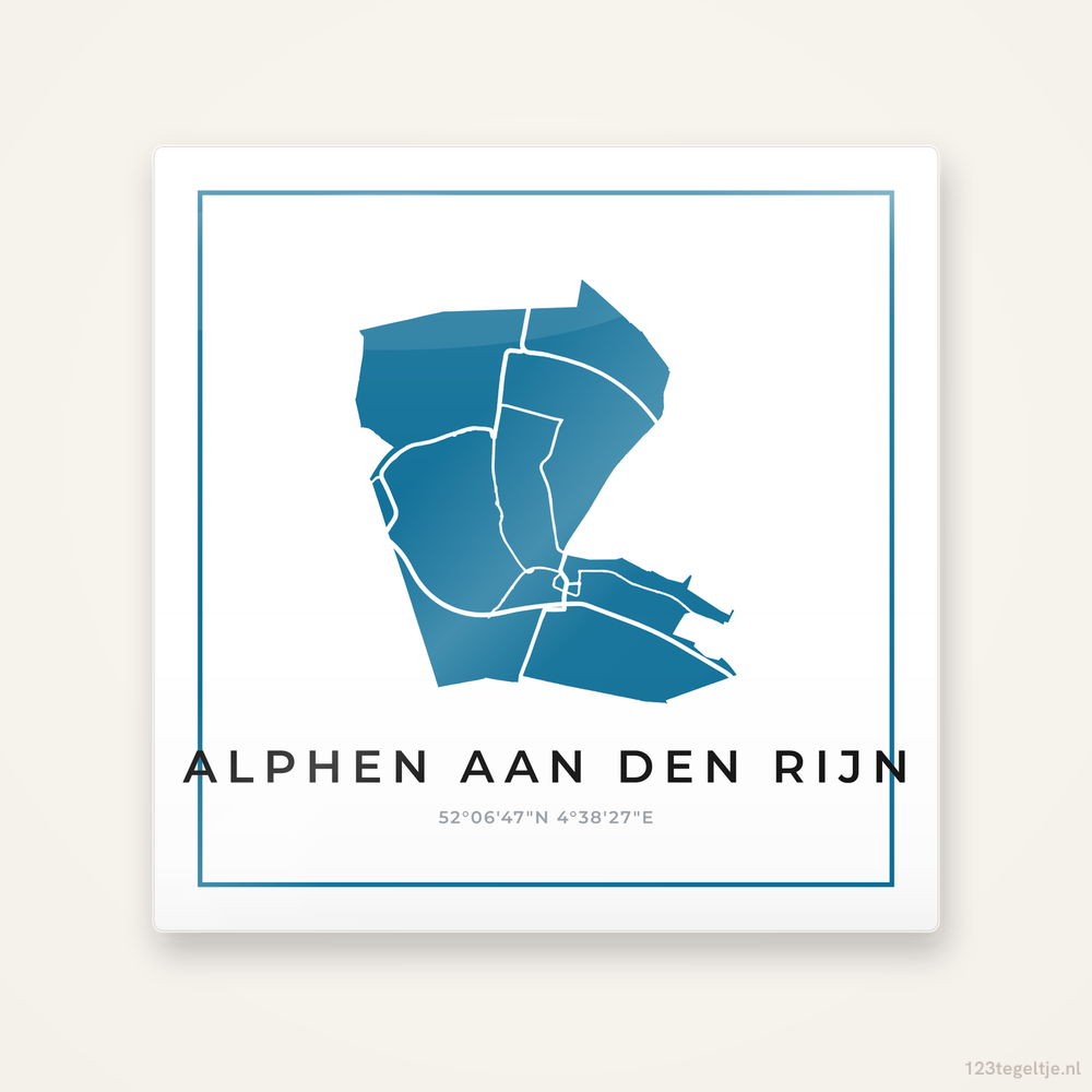 Tegeltje Alphen aan den Rijn silhouet met kader