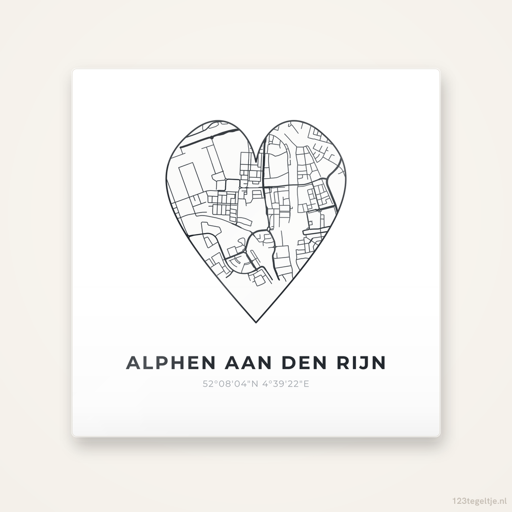 Tegeltje Alphen aan den Rijn stadskaart hart