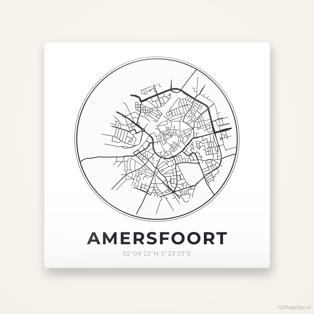 Tegeltje Amersfoort stadskaart rond