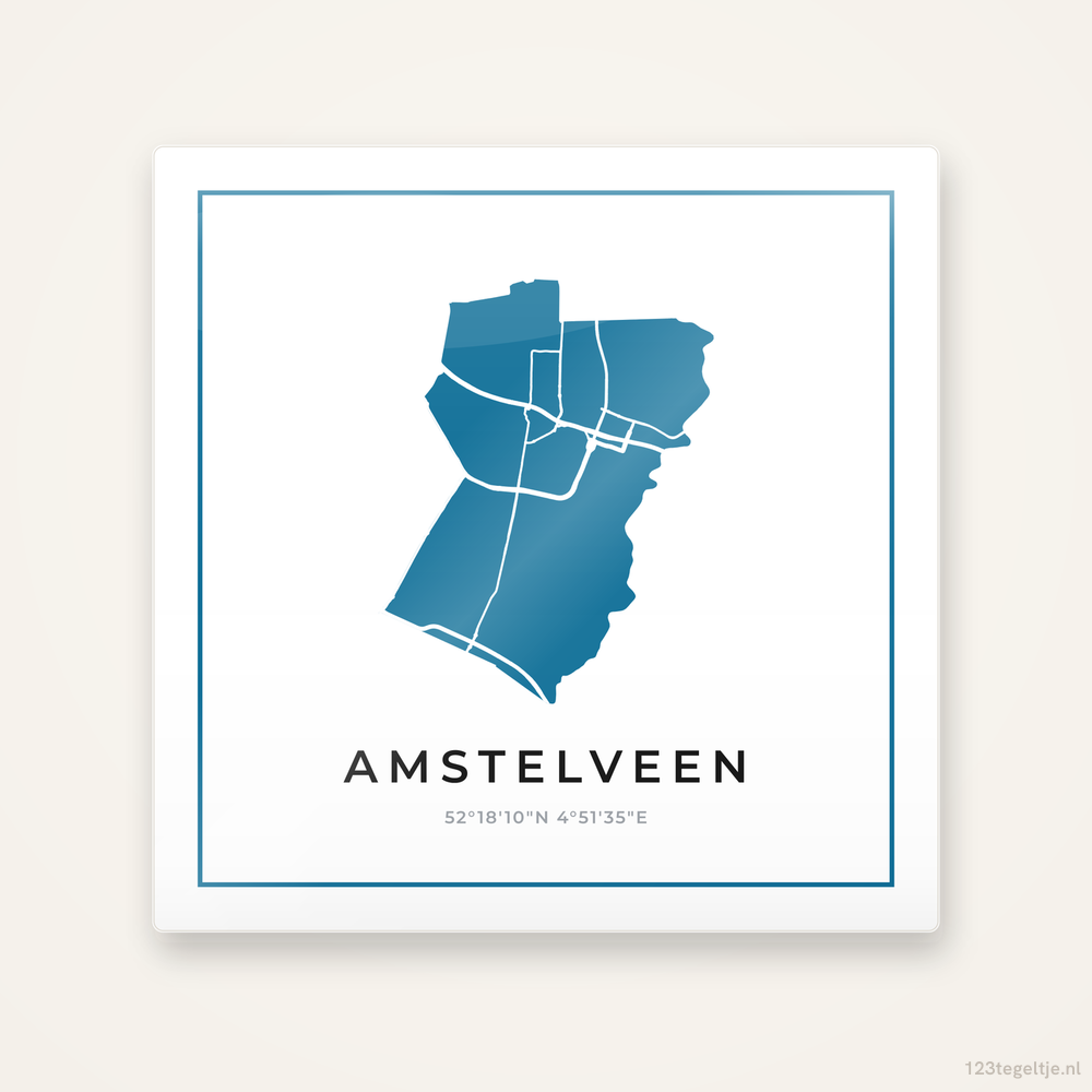 Tegeltje Amstelveen silhouet met kader