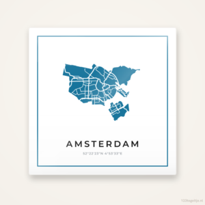 Tegeltje Amsterdam silhouet met kader