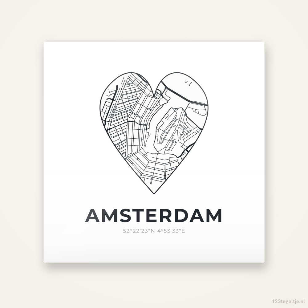 Tegeltje Amsterdam stadskaart hart