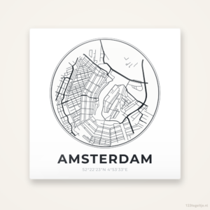 Tegeltje Amsterdam stadskaart rond