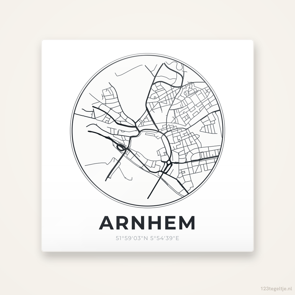 Tegeltje Arnhem stadskaart rond