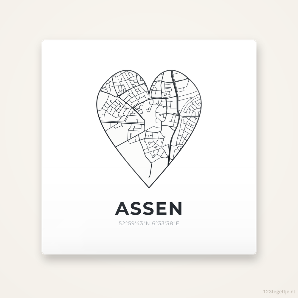 Tegeltje Assen stadskaart hart