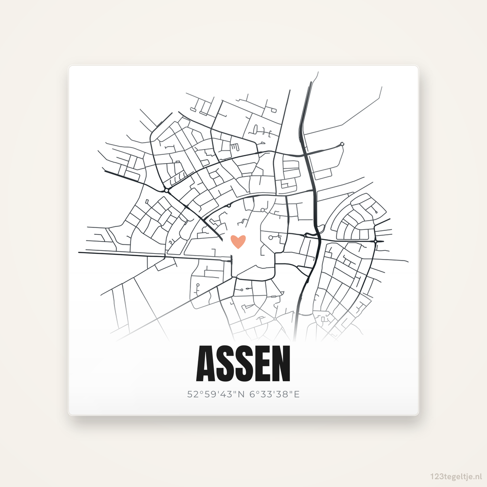 Tegeltje Assen stadskaart