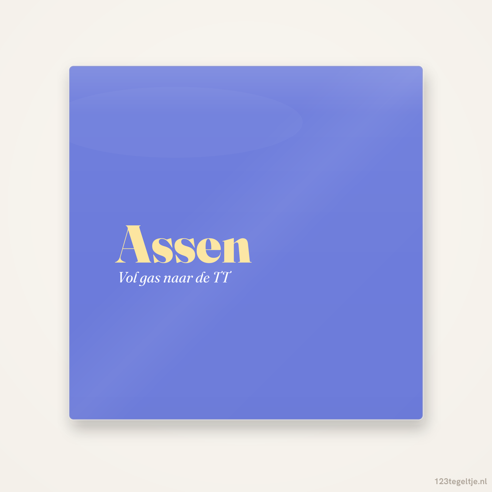 Assen, keramisch tegeltje 15 bij 15 cm