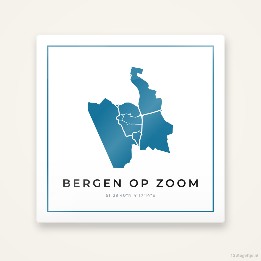 Tegeltje Bergen op Zoom silhouet met kader