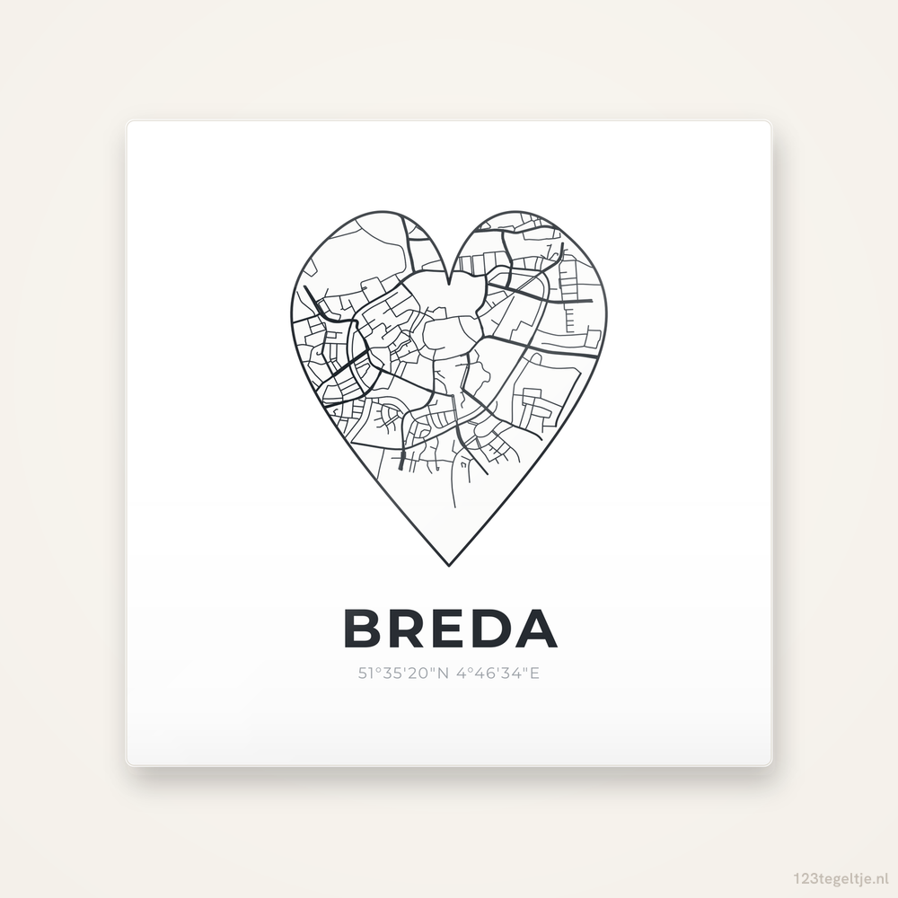 Tegeltje Breda stadskaart hart