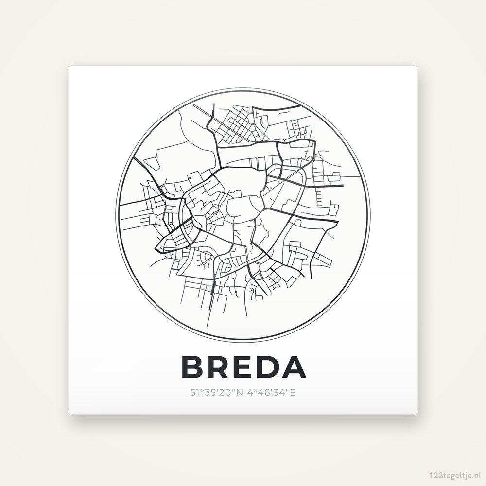 Tegeltje Breda stadskaart rond