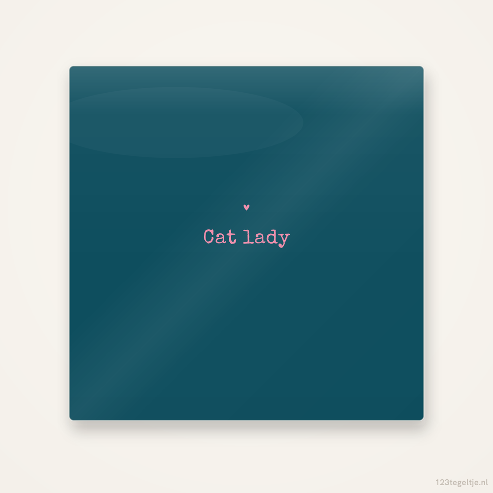 Cat lady, keramisch tegeltje 15 bij 15 cm