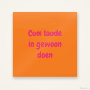 Cum laude in gewoon doen, keramisch tegeltje 15 bij 15 cm