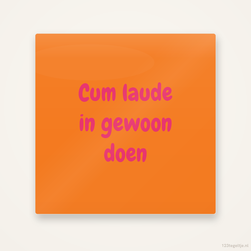 Cum laude in gewoon doen, keramisch tegeltje 15 bij 15 cm