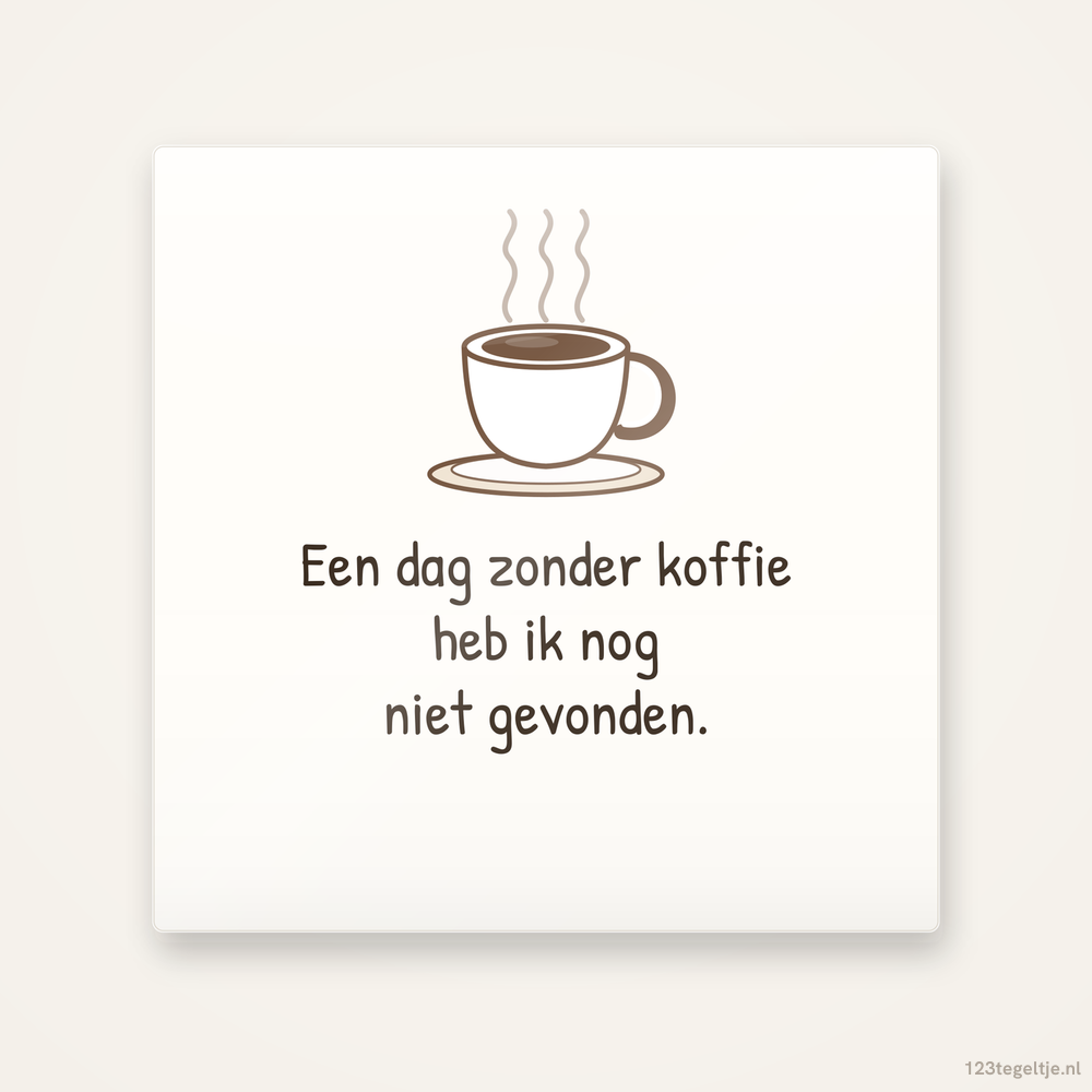 Een dag zonder koffie heb ik nog niet gevonden, keramisch tegeltje 15 bij 15 cm