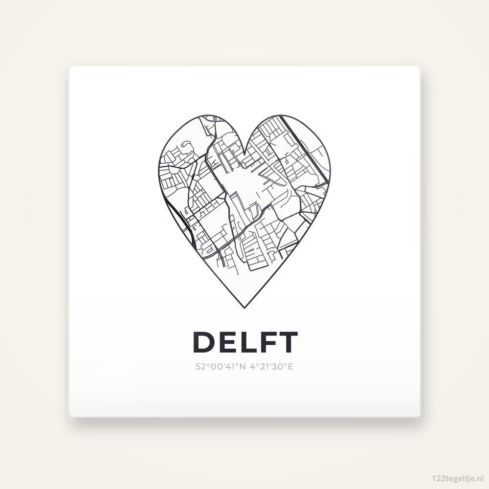 Tegeltje Delft stadskaart hart