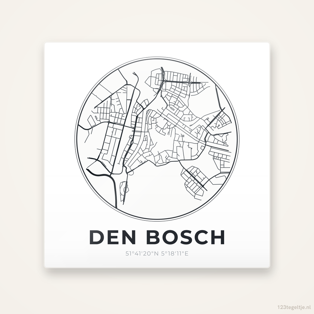 Tegeltje Den Bosch stadskaart rond
