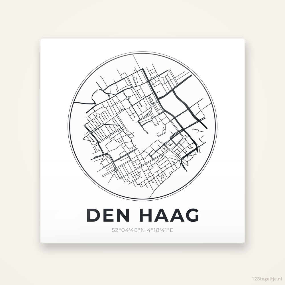 Tegeltje Den Haag stadskaart rond