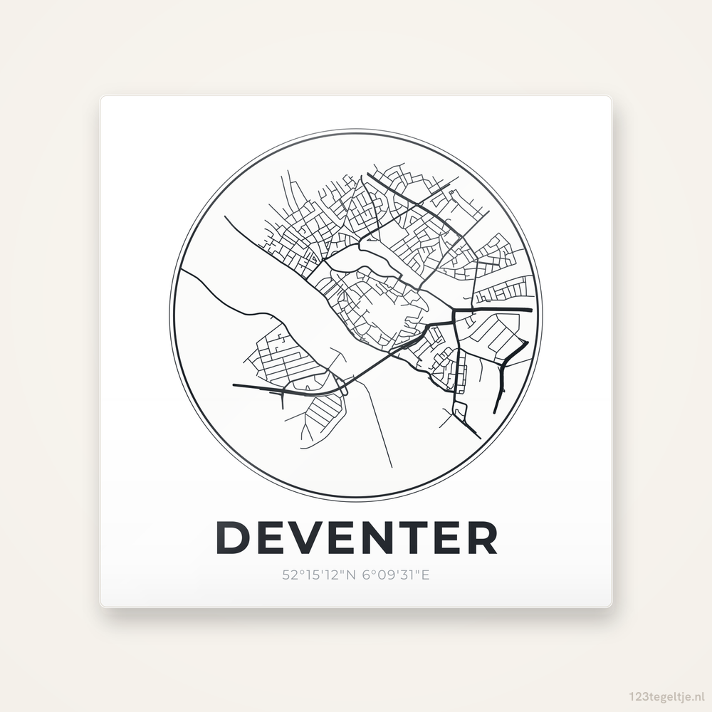 Tegeltje Deventer stadskaart rond