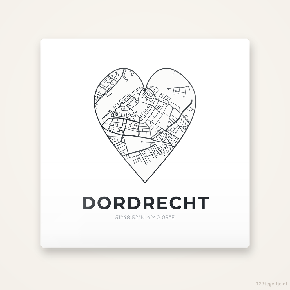Tegeltje Dordrecht stadskaart hart