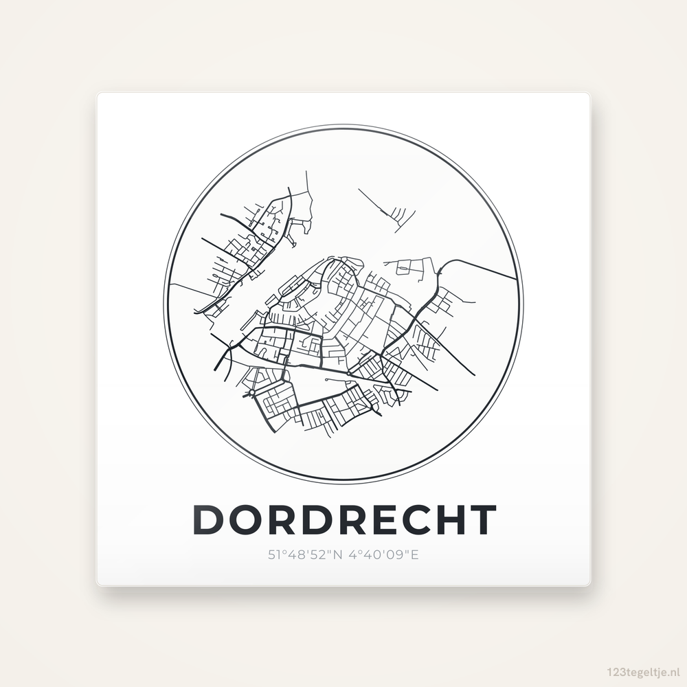Tegeltje Dordrecht stadskaart rond