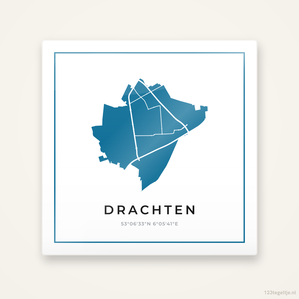 Tegeltje Drachten silhouet met kader
