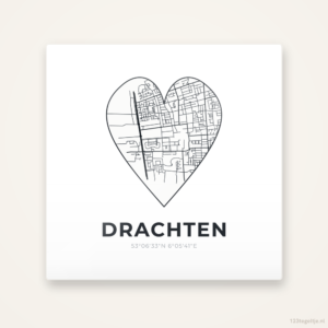 Tegeltje Drachten stadskaart hart
