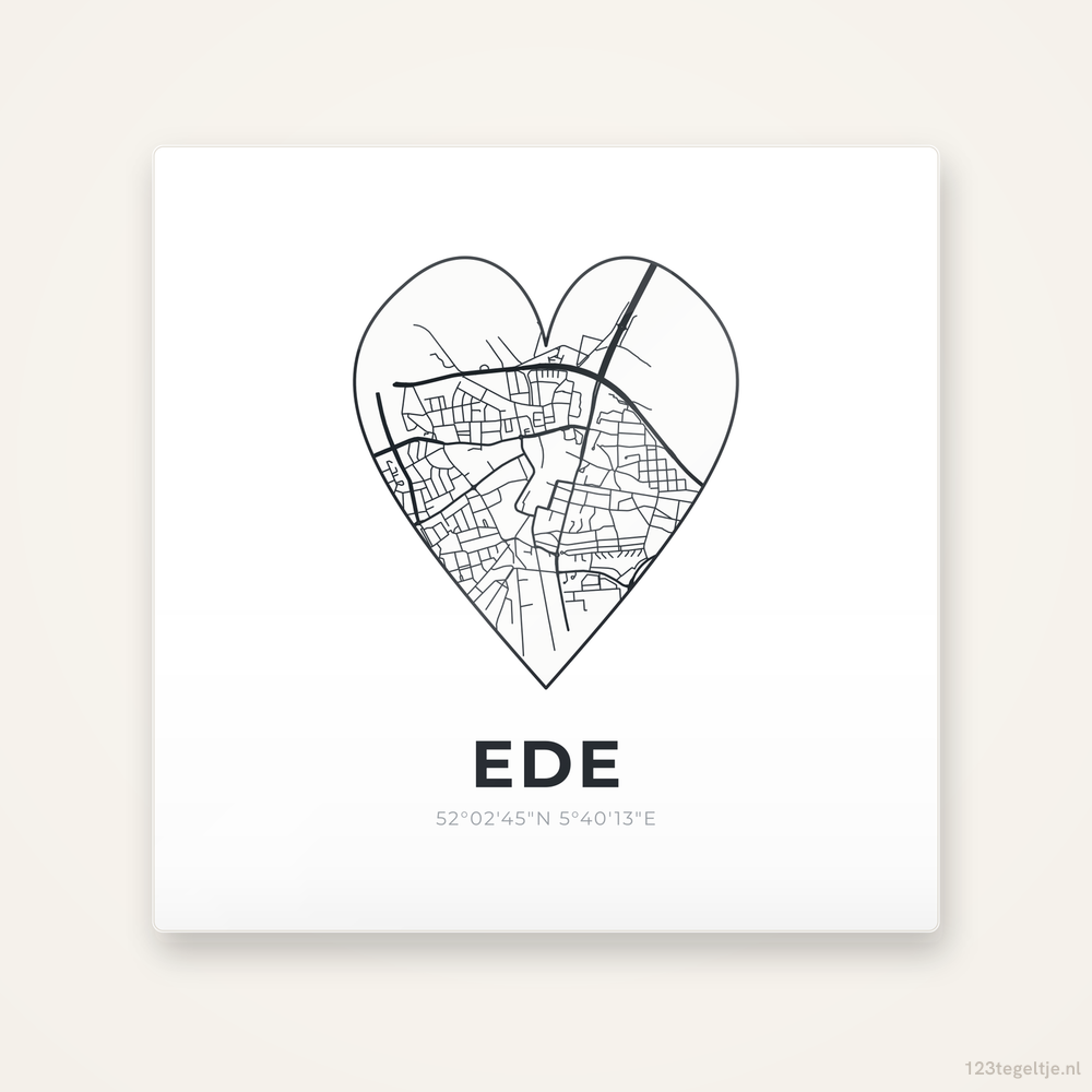 Tegeltje Ede stadskaart hart