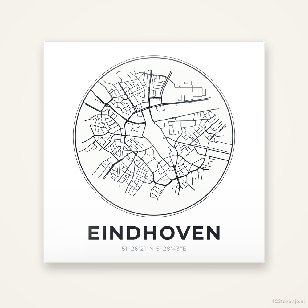 Tegeltje Eindhoven stadskaart rond
