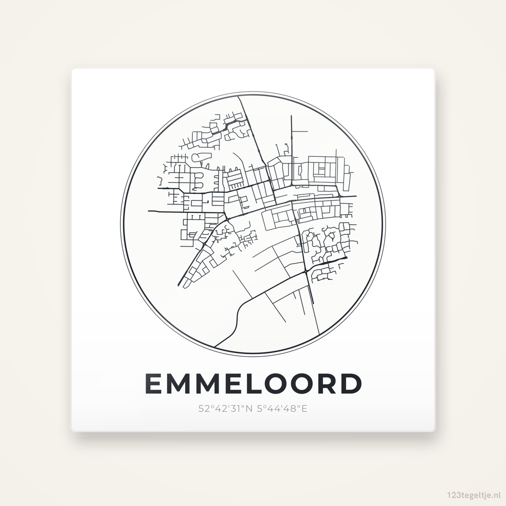 Tegeltje Emmeloord stadskaart rond
