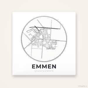 Tegeltje Emmen stadskaart rond