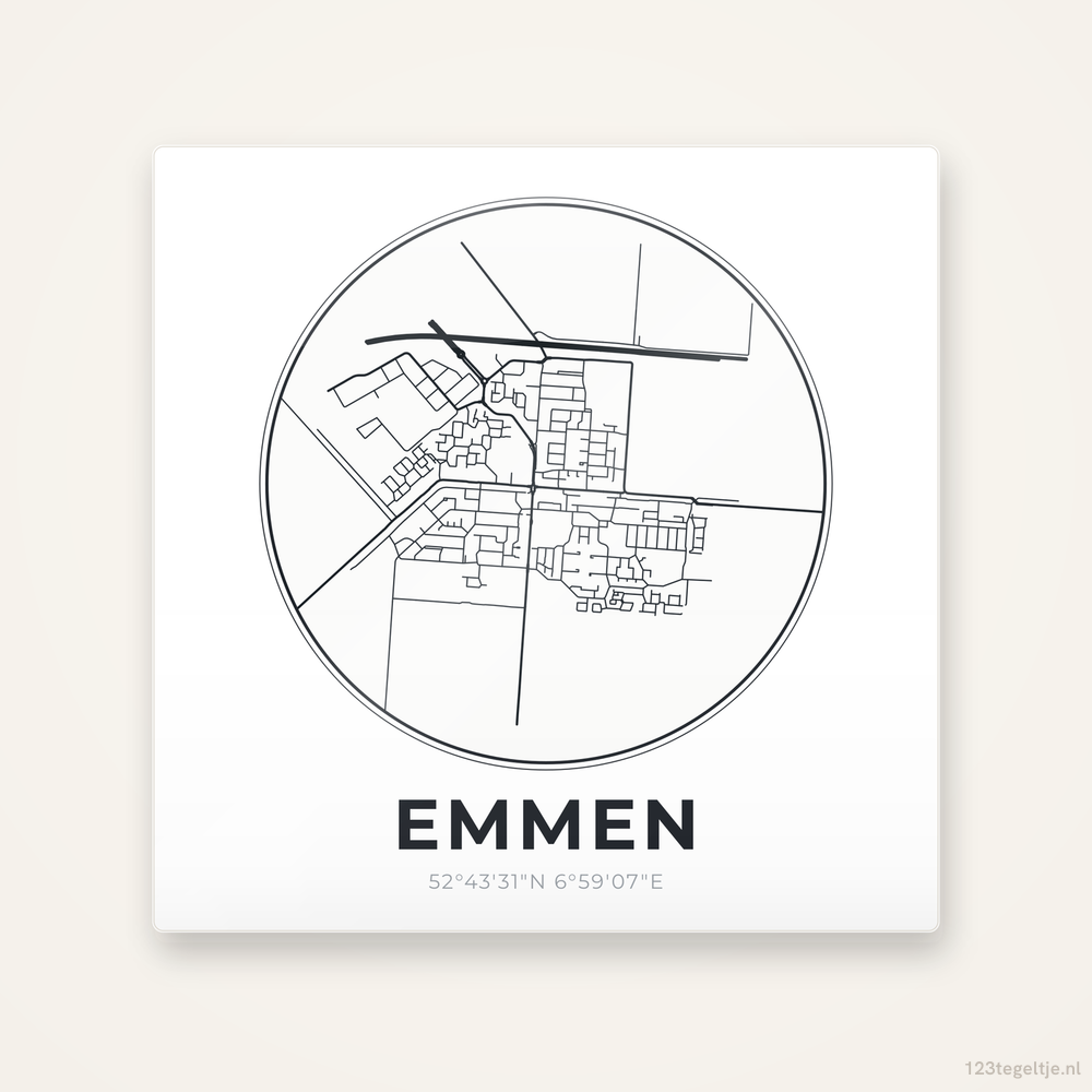 Tegeltje Emmen stadskaart rond