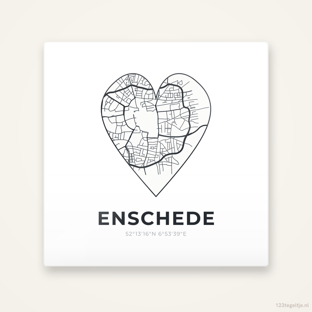 Tegeltje Enschede stadskaart hart