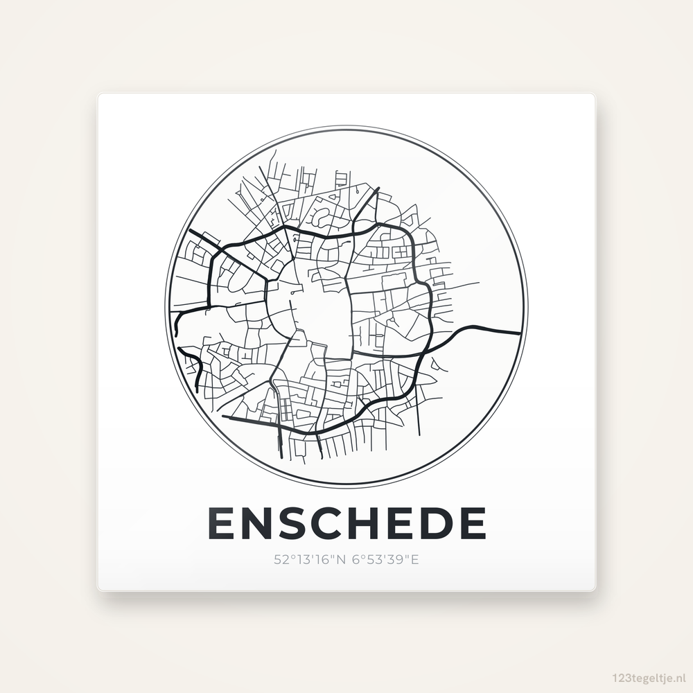 Tegeltje Enschede stadskaart rond