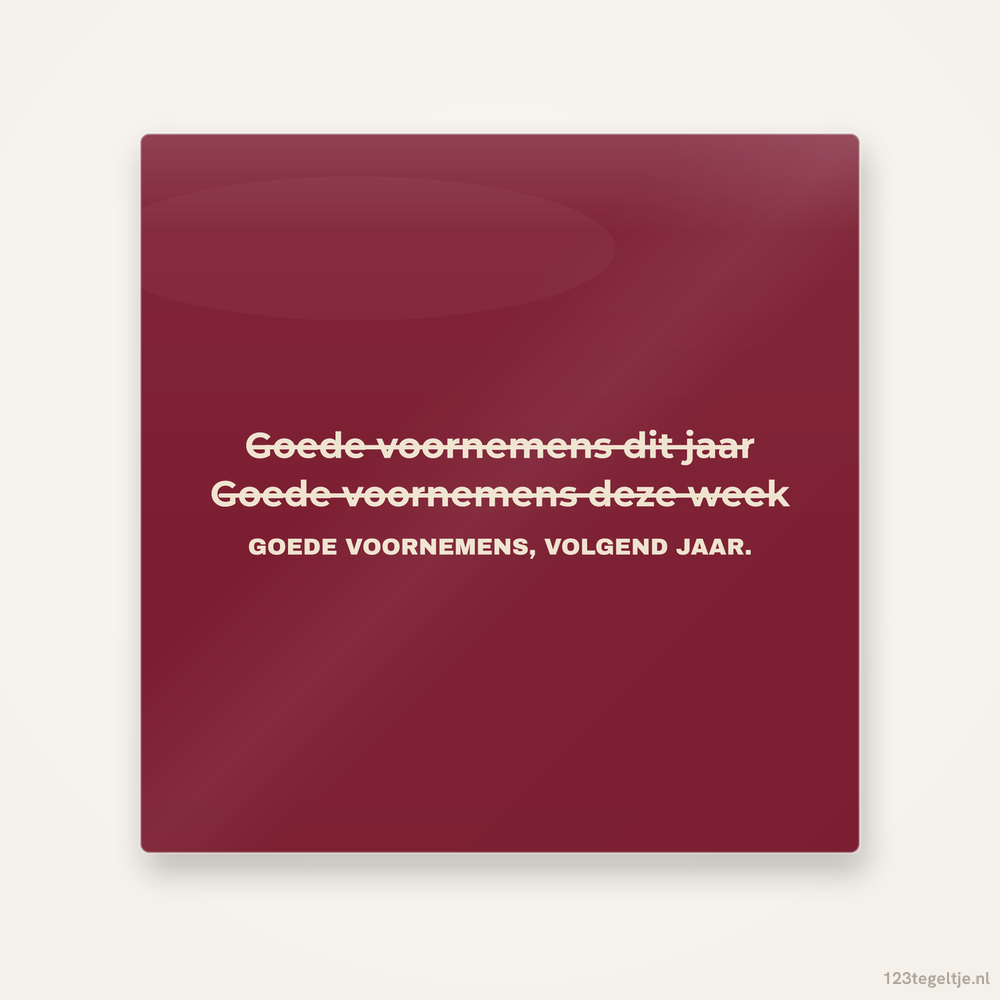 Goede voornemens, volgend jaar, keramisch tegeltje 15 bij 15 cm