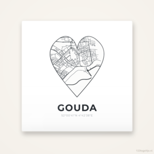 Tegeltje Gouda stadskaart hart