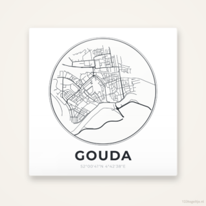 Tegeltje Gouda stadskaart rond