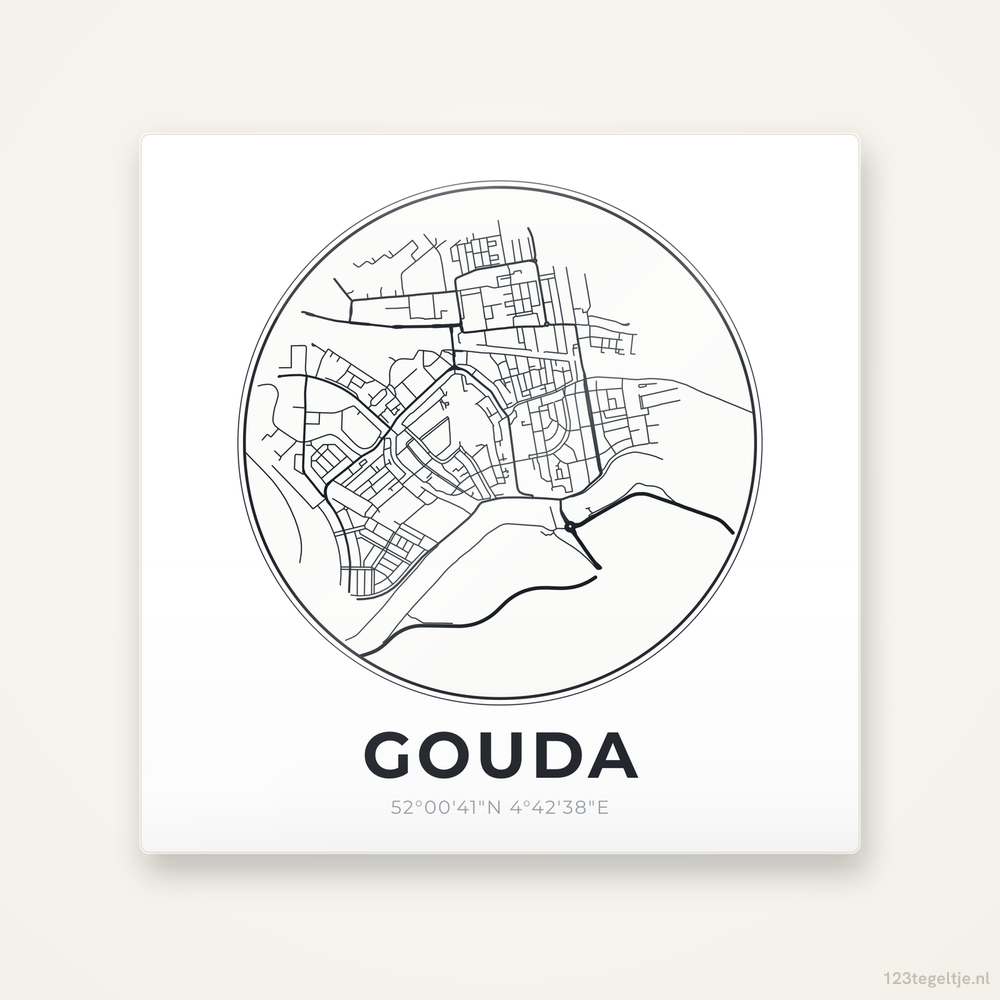 Tegeltje Gouda stadskaart rond