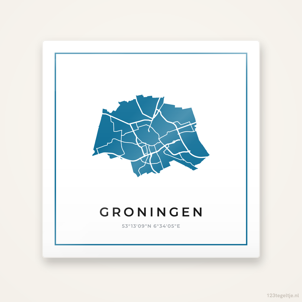 Tegeltje Groningen silhouet met kader