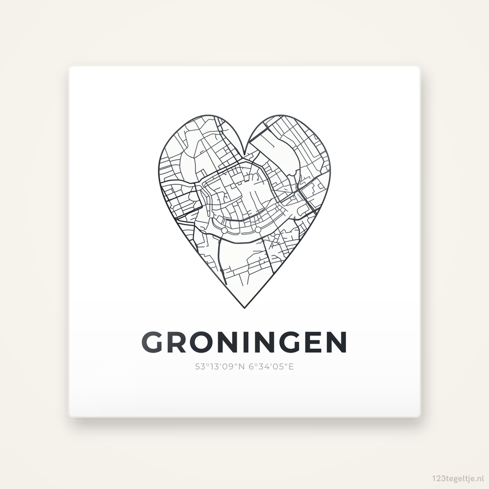 Tegeltje Groningen stadskaart hart