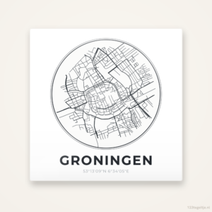 Tegeltje Groningen stadskaart rond