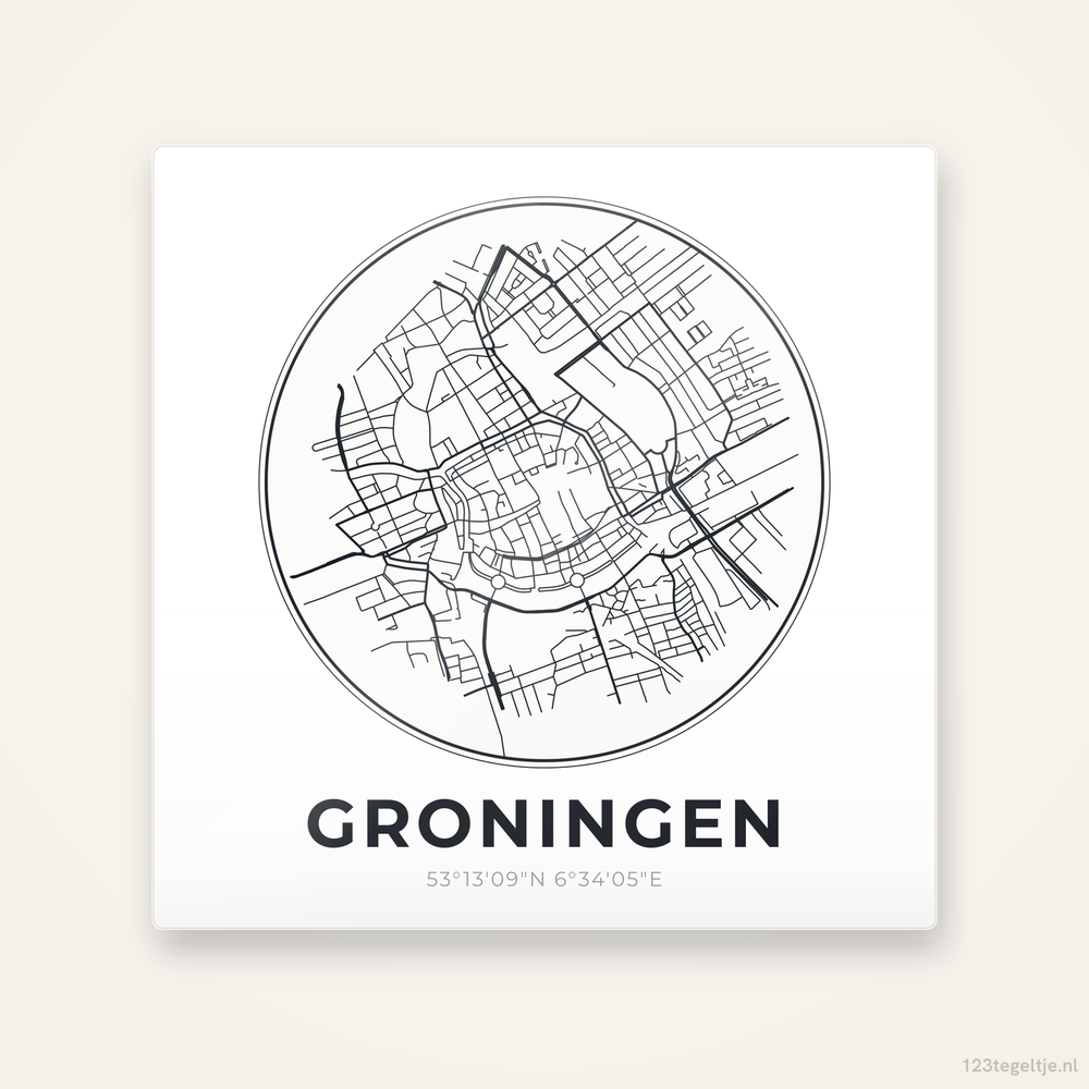 Tegeltje Groningen stadskaart rond