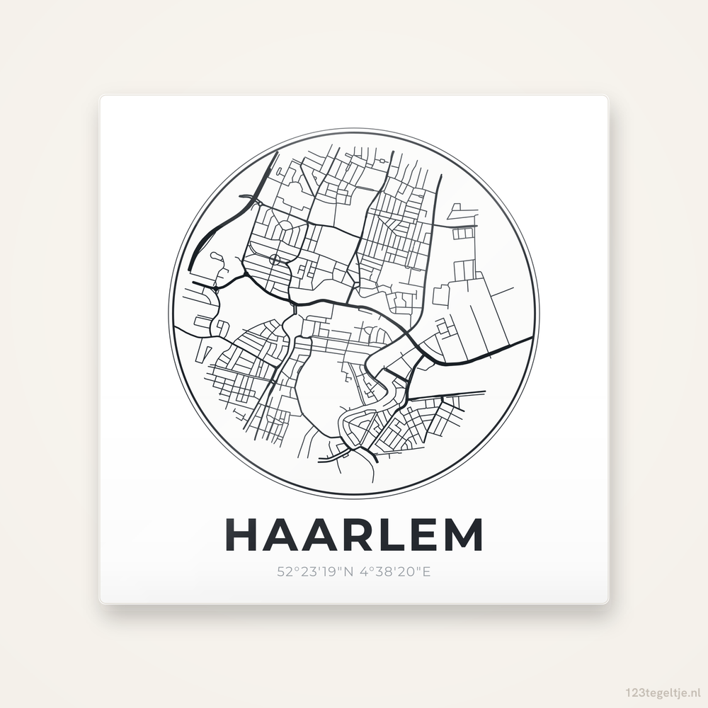 Tegeltje Haarlem stadskaart rond