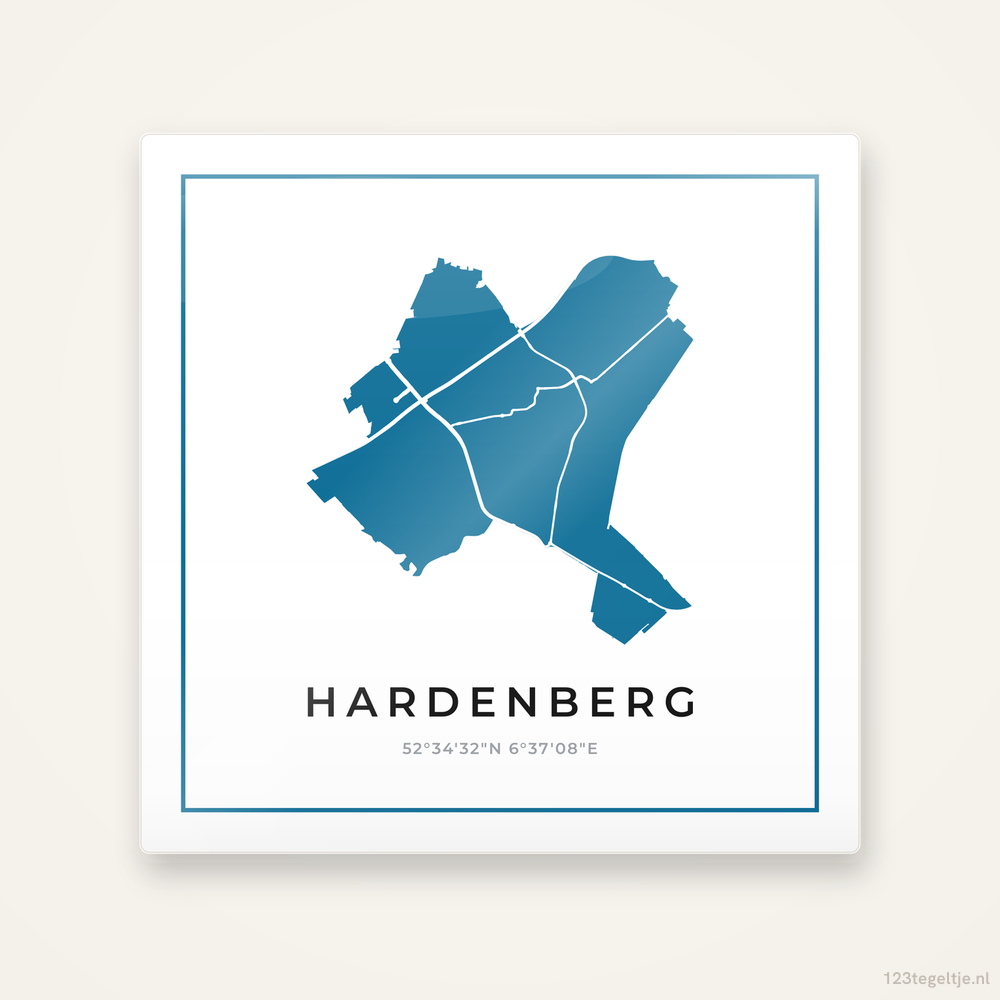Tegeltje Hardenberg silhouet met kader