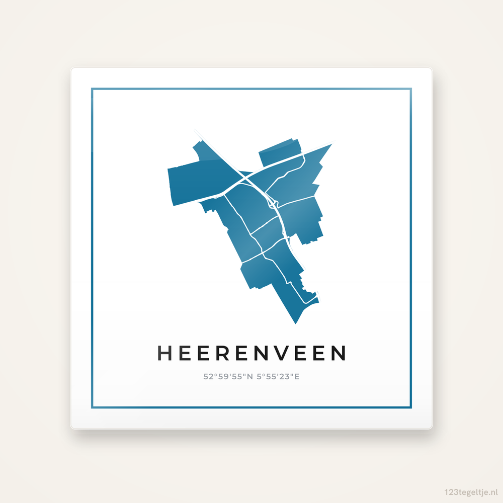 Tegeltje Heerenveen silhouet met kader